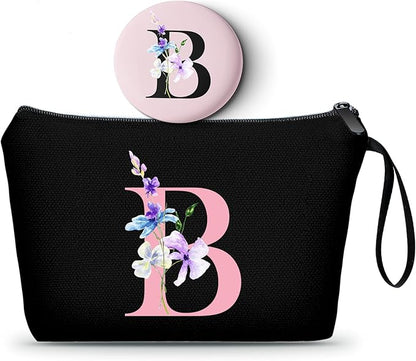 SEAMOON Women Birthday Unique Maid of Honor Friendship Gifts for Women Sister Bridesmaid Bride Personalized Travel Makeup Cosmetic Bag with Mirror Valentines Mothers Day Christmas Graduation B