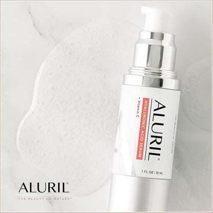 Hyaluronic Acid Serum with Vitamin C - Hydrating & Moisturizing Serum to Soothe Plump Face & Tighten Skin, Enhanced with Vitamin E to Diminish Dark Spots, Fine Lines & Signs of Aging, 1 fl oz