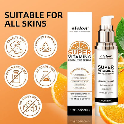 Super 22% Vitamin C Retinol Serum for Face: Advance Anti-Aging & Brightening Formula with Hyaluronic Acid, Niacinamide, Collagen, Peptides - Hydrates, Smooths, Targets Age Spots, Wrinkles, 1.7 Fl Oz