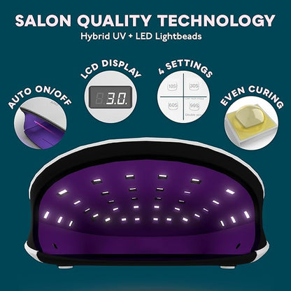 SUNUV UV LED Nail Lamp, UV Light for Nails Compatible with All Gel Polish, 36 LEDs with 4 Timer Settings, LCD Display for Home Salon SUN4 Black