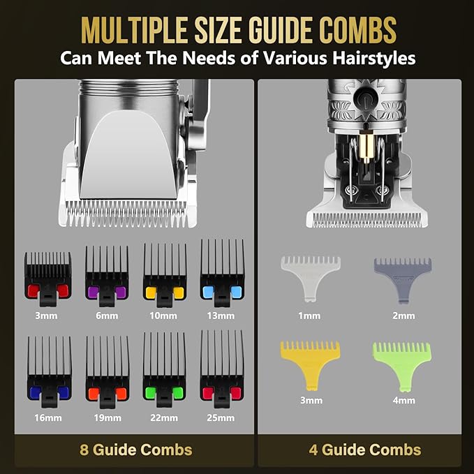 Professional Hair Clippers for Men T-Blade Barber Clippers and Trimmer Set Nose Hair Trimmer Foil Shavers for Men Clippers for Hair Cutting, LCD Display