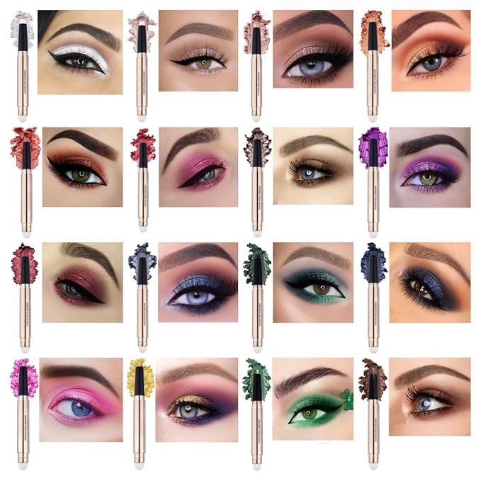 Bright Green Eyeshadow Stick Makeup, Long-Lasting Waterproof Eye Shadow Pencil, Hypoallergenic Smudge-Proof Glitter Primer Palette Shimmer Eyeliner, Easy to Blend Eye Make Up