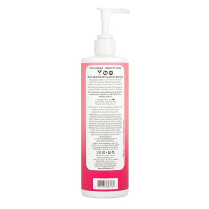 Pacifica Beauty Strawberry Peach Body Wash with Pump, Bath and Shower Gel, Aloe, Vitamin C, Moisturizing, Hydrating, Cleansing, Soothing, Rejuvanating, Inspiring, Vegan, 12 fl oz (1 Count)