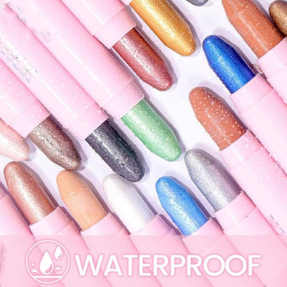 evpct 2Pcs Cream Eyeshadow Sticks Set for Eyes Waterproof, Rose Shimmer & Desert Matte Cream Eyeshadow Applicator Stick Pen, Long Lasting High Pigmented Eye Shadow 27 + 28