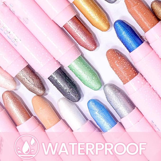 evpct 2Pcs Cream Eye Shadow Brightener Sticks Set for Eyes Waterproof, Champagne & Blonde Shimmer Cream Eyeshadow Applicator Stick Long Lasting Pigmented Eye Makeup sombras en crema para ojos 17+38