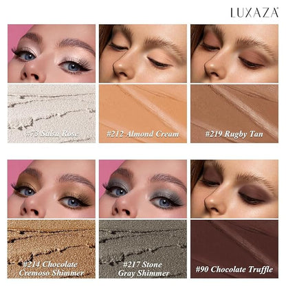 Neutral Brown Eyeshadow Stick Makeup 6PCS Set, Metallic Shimmer Matte Cream Eye Shadow Eyeliner Brightener Pencil Crayon - BROWN LATTE