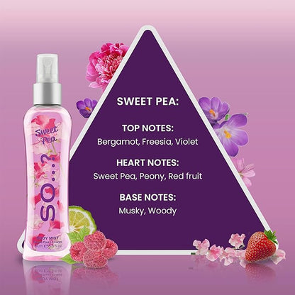 So...? Sweet Pea Body Mist for Women - 3.5 oz Body Mist - Pack of 2
