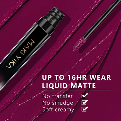 MAKI YIKA Dark Purple Lipstick for Women Color Stay Long Lasting Lipsticks Burgundy Matte Liquid Lipstick Berry Cruelty-Free Lip Color, Cranberry