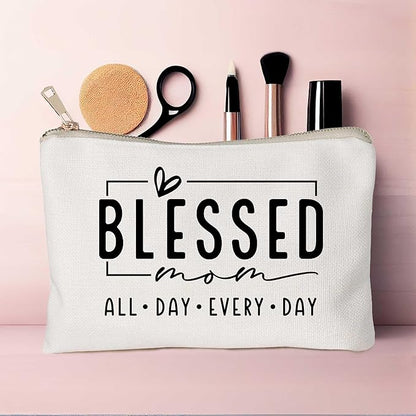 Blessed Mom Makeup Bag Mom Vibes Pouch Mom Life Cosmetic Bag Mom Mode Mother's Day Gift Girl Mama Birthday Gift Boy Mama Travel Bag Bible Verse Toiletry Bag