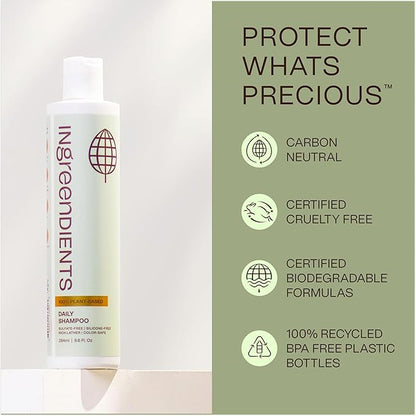 Non Toxic Vegan Shampoo with Organic Ingredients, Apple Cider Vinegar & Tea Tree Oil - Sulfate Free, Color Safe, Paraben Free, Gluten Free, Cruelty Free, pH Balanced (2-Pack)