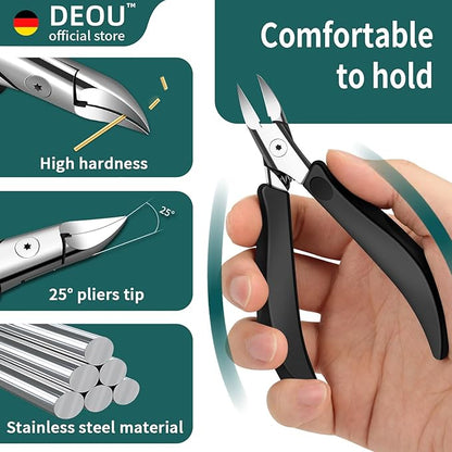 DEOU Toenail Clippers Blade for Ingrown and Thick Nails Stainless Steel Pedicure Tools at Home ingrown toenail Treatment Professional Podiatrist Nail Clippers with Upgraded Handle (Eagle Beak Pliers)