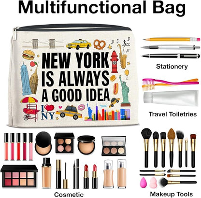 New York Travel Gifts Makeup Bag - New York Lovers Cosmetic Bag with Zipper