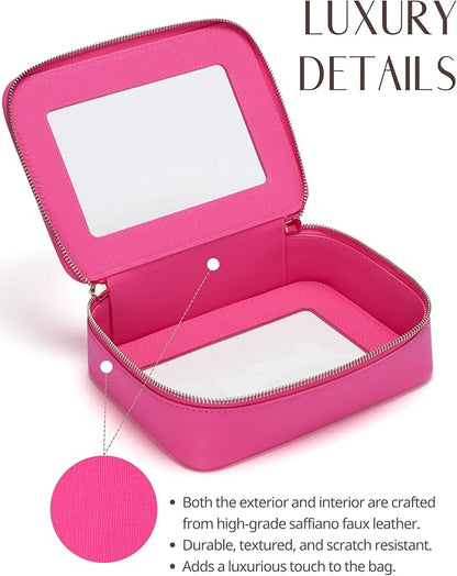 Popvibe Clear Makeup Bag Travel Cosmetic Case Transparent Toiletry Bag with Zipper, Portable Make Up Organizer Traveling Compact Car Bag for Essentials