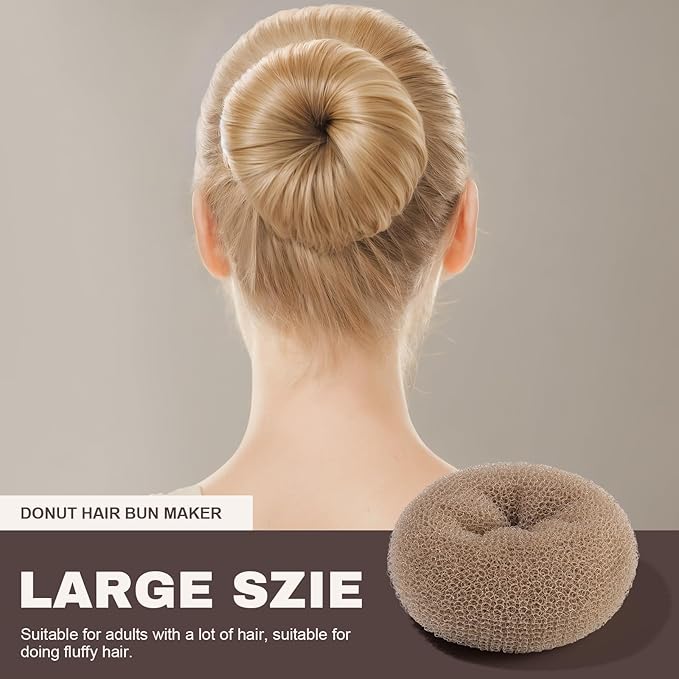 Teenitor Hair Bun Shaper Set, 4Pcs Hair Donut Bun Maker(Extra-large, Large, Medium, Small) with 20 pcs Large Bobby Pins, Tan Brown