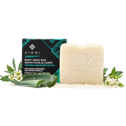 Viori Serenity Body Wash Bar -120 Gram Natural Aloe Scent - Body Soap Bar with Handcrafted with Longsheng Rice Water & Natural Ingredients - Sulfate-free, Paraben-free, 100% Vegan, Zero-Waste