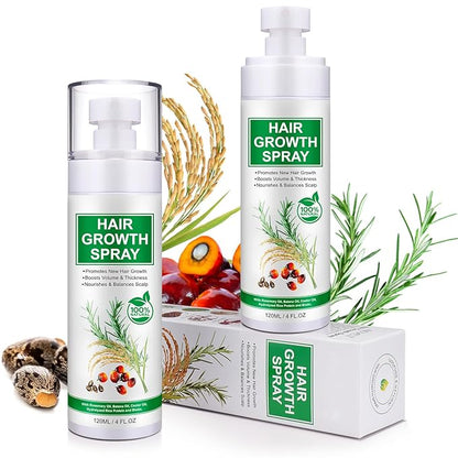 Hair Growth Spray, 2 Pack Natural Hair Growth Oil Spray With Biotin, Batana, Rosemary, and Castor Oil, Caffeine Ginseng Support Scalp Care Treatment, Thinning Hair Regrowth Thickening, Reduce damage