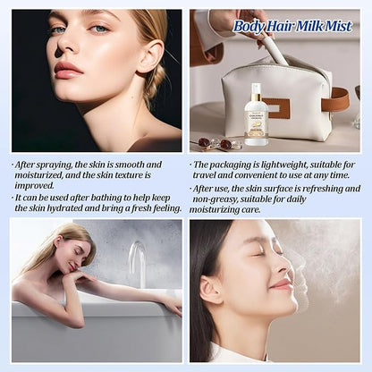 Body Hair Milk Mist, Hydrating And Moisturizing Spray, Long-Lasting Fragrance, Natural Hydrating And Moisturizing Body Mist(Coconut)