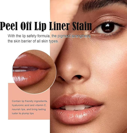 3Pcs Peel Off Lip Liner Lipstick Makeup, Chestnut Nude Brown Peel Off Lipgloss for Women Magic Lipstick 24 Hours Original Lip Liner Makeup Stain (#C, 1 Count (Pack of 3))