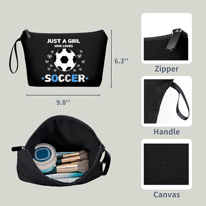 Soccer Cosmetic Makeup Bag, Soccer Gifts for Girls, Travel Organizer, Multifunctional Cosmetic Bag, Black