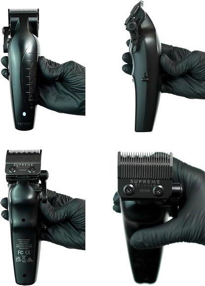 Supreme Trimmer Vader Clipper with DLC Taper Blade STC5098 | 210 Min Run Time 7500 RPM Hair Trimmer | Professional Brushless Motor Barber Clipper | Black