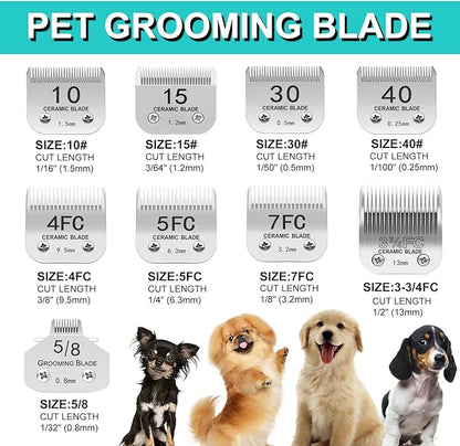 Docal 30# Silver Detachable Clipper Ceramic Blades, Dog Grooming Clipper Replacement Blades Compatible with Dog Clippers, KM Series Clippers, Most A5, Size 30, Cut Length 1/50"(0.5mm)