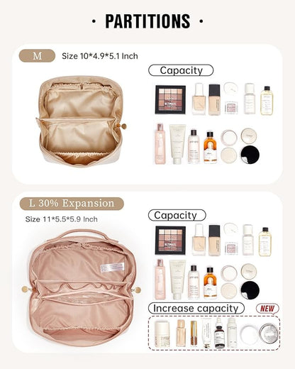 EACHY Travel Makeup Bag,Large Capacity Cosmetic Bags for Women,Waterproof Portable Pouch Open Flat Toiletry Bag Pattern Makeup Bag