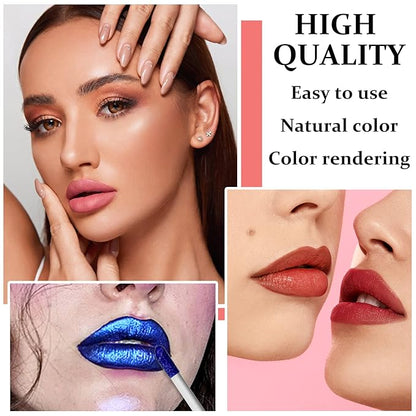 2PCS Peel Off Lip Stain Lip Tint Matte Liquid Lipstick Nude Lip Gloss Long Lasting Waterproof Lip Tint Stain Non-stick Cup Peel Off Lipstick Lip Makeup for Women Girls （01#+02#）