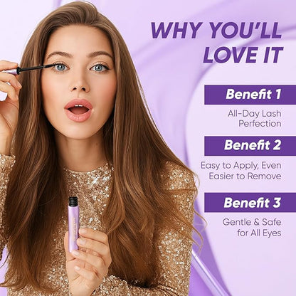 Tubing Mascara & Primer - Waterproof Long - Lasting Lash Extension Primer & Volumizing Mascara for Lash Growth & Curl - Smudge-Proof, Clump-Free, Easy Removal - Ideal for Sensitive Eyes
