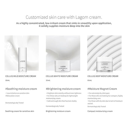 LAGOM Cellus Deep Moisture Cream Natural Moisturizer with Ceramide and D-Panthenol (B5) Smooth, Hydrating, Nourishing Protecting Cream 2.02 Fl Oz