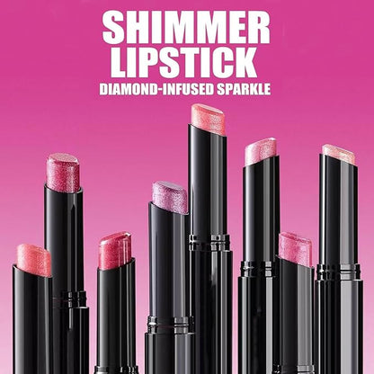 Pink Red Lipstick For Women Matte Nude Glitter Highly Pigmented Moisturizing Lip stick Hypoallergenic Waterproof Long Lasting Lipsticks Quick Makeup Lightweight Portable # 01
