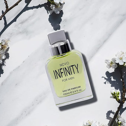 NovoGlow Novo Infinity for Men- 3.4 Fluid Ounce Eau De Parfum Spray for Men - Refreshing Citrusy & Floral Top Notes Smell Fresh All Day Long Lovely Gift Occasions