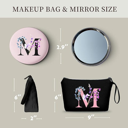 Birthday Maid of Honor Gifts for Women Her Mom Team Teacher Friend Bridesmaid Bride Personalized Makeup Cosmetic Bag with Mirror Valentines Mothers Day Christmas Graduation M