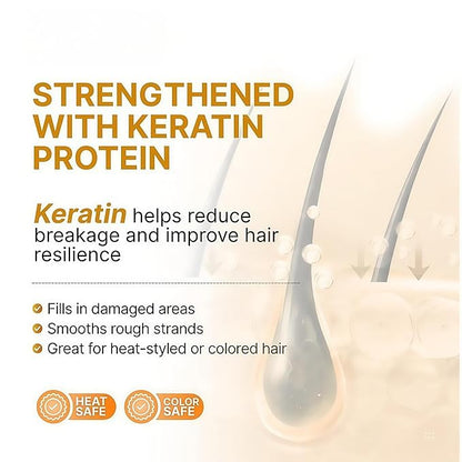 Leave-In Moroccan Argan Oil Hair Oil – Vitamin E Oil& Keratin Hair Treatment for Repairing Dry, Frizzy & Damaged Hair – Deep Nourishing Hair Serum, Anti-Frizz & Split End Repair 3.3Fl Oz