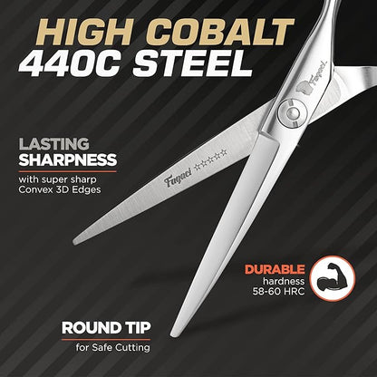 Professional Hair Scissors 5.5 Inch with Extremely Sharp Blades, 440C Steel Hair Cutting Scissors, Durable, Smooth Motion & Fine Cut, Barber Scissors with Elegant Sheath, Cleaning Leather & Key