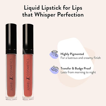 Juwel Cosmetics Liquid Lipstick for Women, High Pigment Long Lasting Lipstick, Lightweight Creamy Finish, Transfer-Proof Mineral-Based Nourishing Formula, Cruelty-Free & Lead-Free Lip Color, Dolce