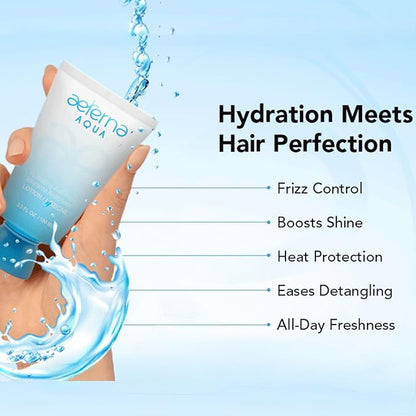 Aeterna Aqua Hydrating Anti-Frizz Hair Lotion | Frizz Ease, Deep Moisture & Color Protection - Vitamin E, Grape Seed & Collagen Infused, for All Hair Types - 100 ml