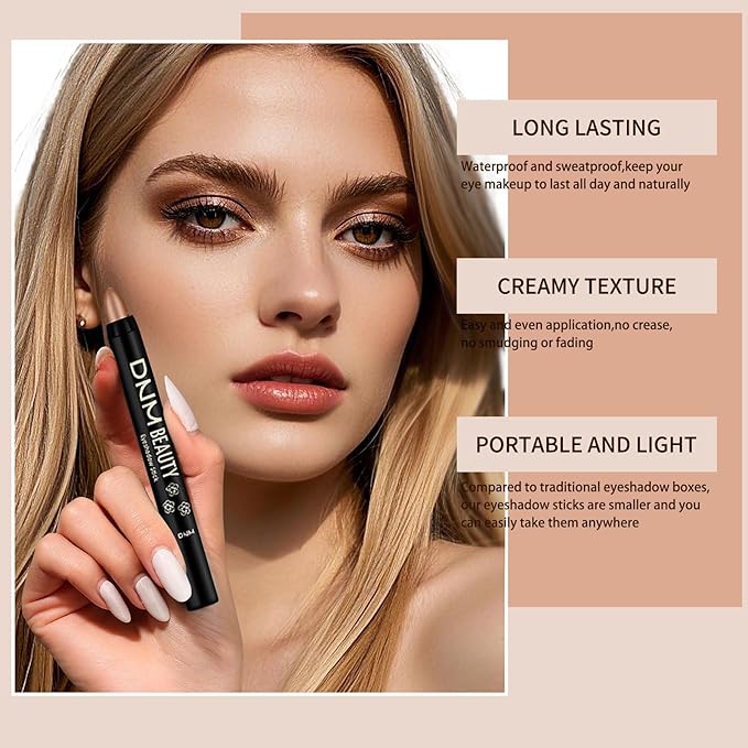 Colorful Shimmery Eye Shadow Stick Glittering Eye Shadow Stick Set with Retractable and Waterproof Eyeshadow Pencil for Long-Lasting Makeup Eyeshadow (Type A 8 Pcs)