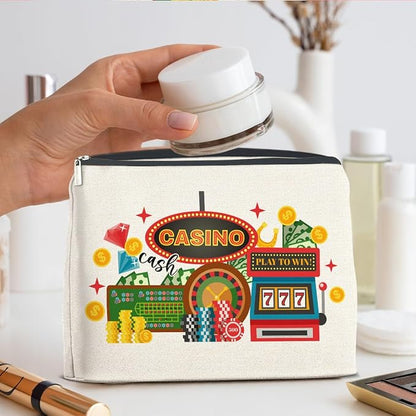 Casino Gifts Makeup Bag Vegas Casino Gifts for Women Friends Traveler Cosmetic Bag Zipper Makeup Pouch Gift