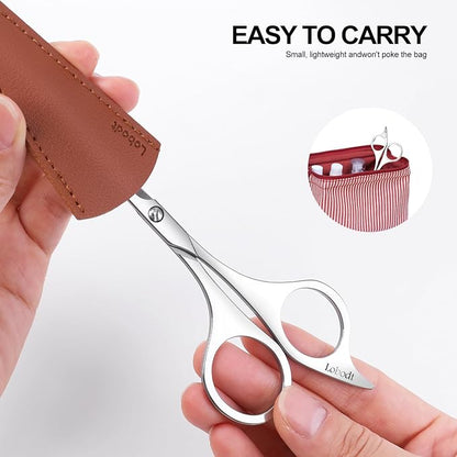 Professional beard scissors, 4.9-inch (silver) small pointed stainless steel hairdressing scissors, Moustache Trimming，suitable for personal care and beauty of both men and women