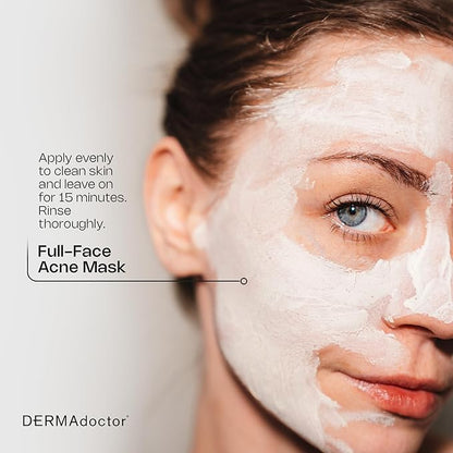 DERMAdoctor Sulfur Acne Treatment - Clay Mask & Acne Spot Treatment | Face Mask Blackhead Remover - Bentonite Clay Detox | Non-Irritating Non-Drying Calming & Soothing with Natural Exfoliants - 2.3 Oz