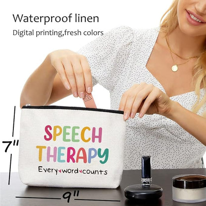 Speech Therapy Gifts Speech Therapist Gift for Women, Speech Language Pathologist Cosmetic Bag - Speech Therapy Every Word Counts, Birthday Christmas Birthday Thanksgiving Gifts for SLP Makeup Bag