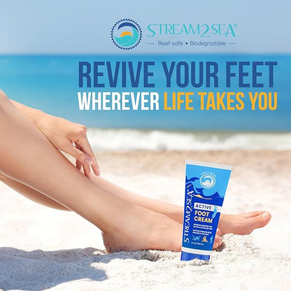 STREAM 2 SEA Active Foot Cream, Intensive Support for Active & Often Wet Feet - Softens Cracked Heels, Calluses & Dry Skin, Enriched with Neem and Tea Tree, Fast-absorbing and Non-greasy - 2 Pack