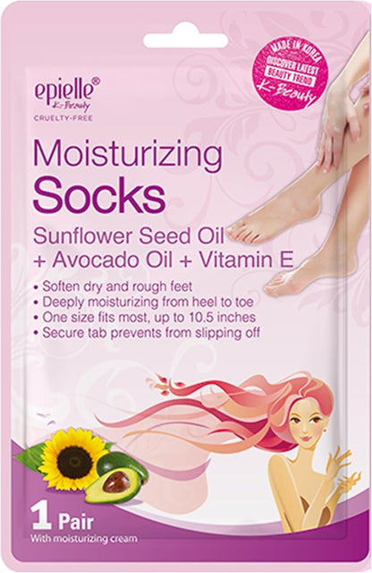 Epielle Moisturizing Foot Mask 6 Pairs, Deep Moisturizing Socks for Dry, Cracked Feet, Self Care Gifts for Women, Spa Kit, Stocking Stuffers, Thanksgiving Essentials