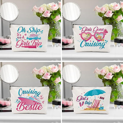 1 Pcs 3 Pcs 4 Pcs Makeup Bag, Girls Trip Gifts Favors Girls Weekend Gifts, Friendship Gifts for Women Bestie Bride