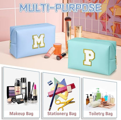 TOPEAST Birthday Gifts for Women, Personalized Initials Travel Makeup Bag Valentines Day Gifts for Women for Her (Sky Blue E)