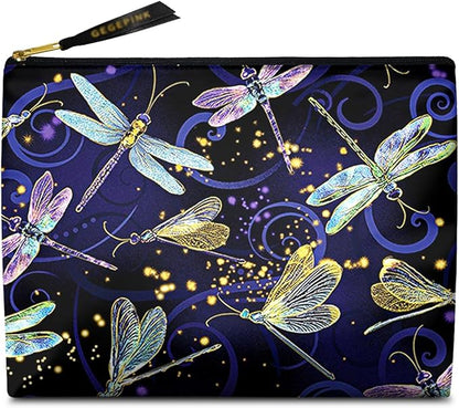 Cute Makeup Bag for Purse Waterproof Cosmetic Bags for Women Funny Smooth Zipper Travel Toiletry Pouch 10X8 Inches-Dragonfly Makeup pouch