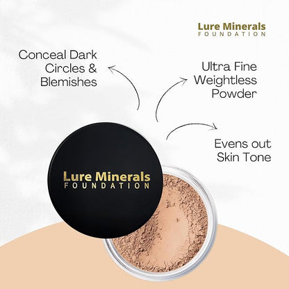 ASC Lure Mineral Foundation Loose Powder 8g Sifter Jar- free of Harmful Ingredients (Compare to Bare Minerals (Matte- Medium Beige 8 g)