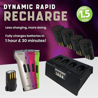 Artisan Power Quad Battery Charger for Wahl Arco and Arco SE Pet Hair Clippers | Durable Connectors, LEDs Status and a Powerful PD Type C Power Supply | Charges Four 1854 Batteries at Once