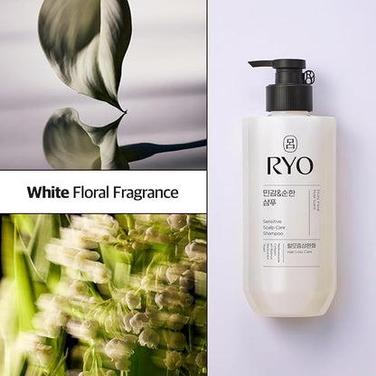 RYO Sensitive Scalp Care Shampoo with Korean Ginseng & Caffeine - Soothing and Relief for All Hair Type, Anti Loss Care, Dermatologist Tested, 16 Fl Oz.