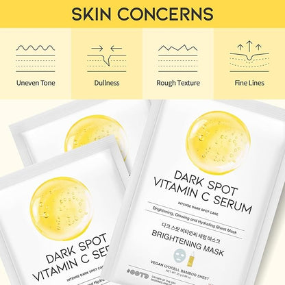 #OOTD Vitamin C Revitalizing Hydrating Sheet Mask (10pcs) - Face Mask Korean Skincare Facial Sheet Masks for Even-Looking Skin Tone & Radiance